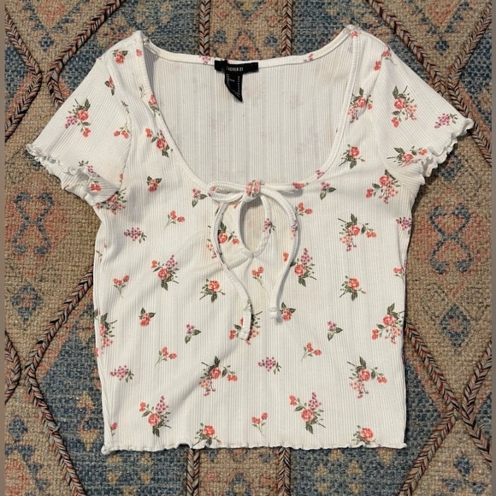 Tie front floral top